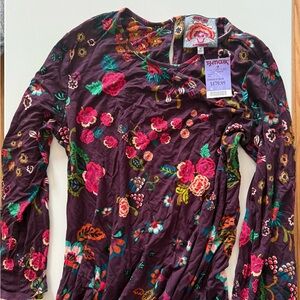 Johnny Was Purple Floral Shirt